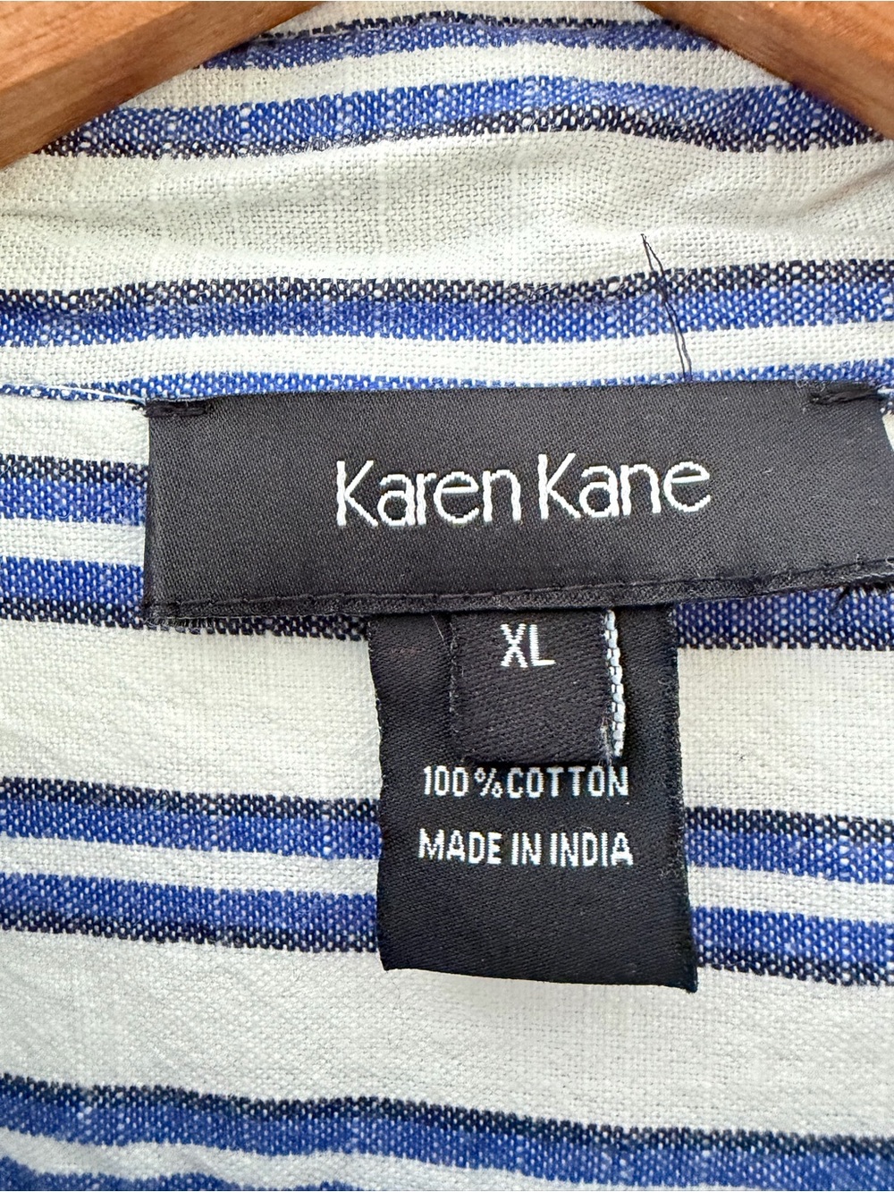 Karen Kane Cotton Striped Button Down Shirt - Picture 4 of 14